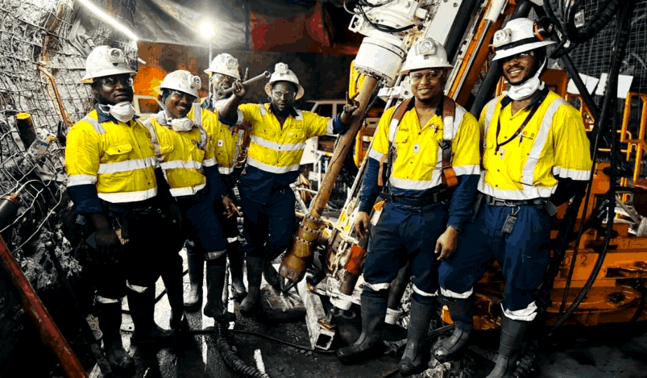 GTS Drilling crew with rig underground
