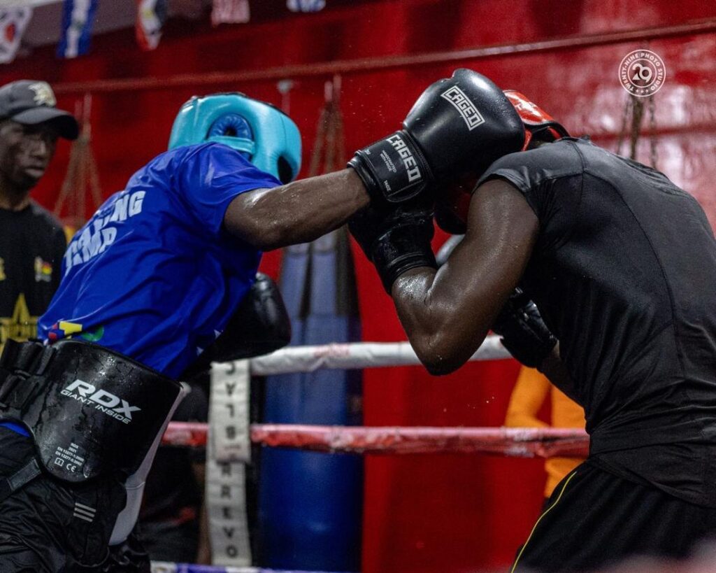Theophilus Allotey sparring during training camp with GTS Drilling support